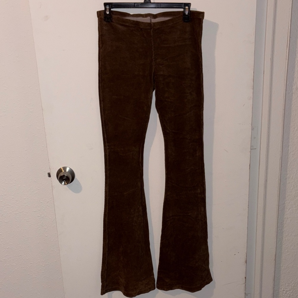 Tan Corduroy Flared Yoga Pants